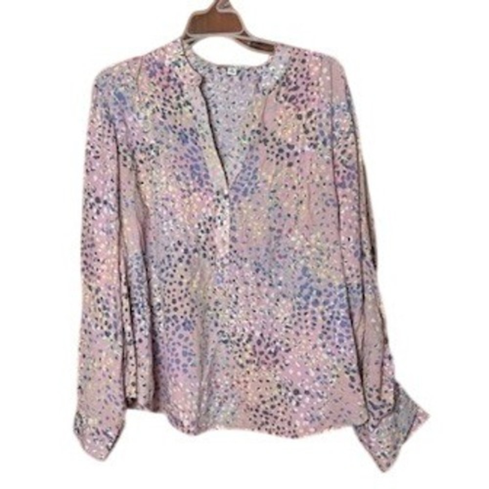 NWT Zac & Rachel Cottagecore X Pink Romantic WFH Top Abstract Dot Long Sleeve